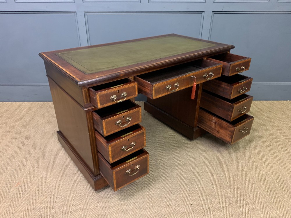 Inlaid Mahogany Pedestal Desk View X