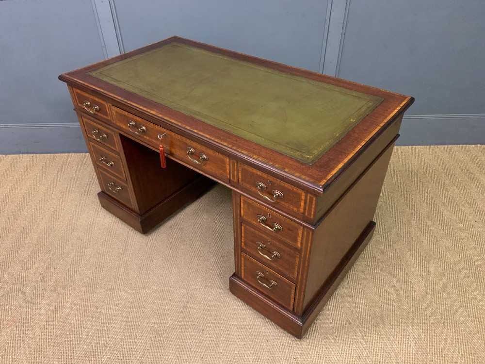 Inlaid Mahogany Pedestal Desk View XI