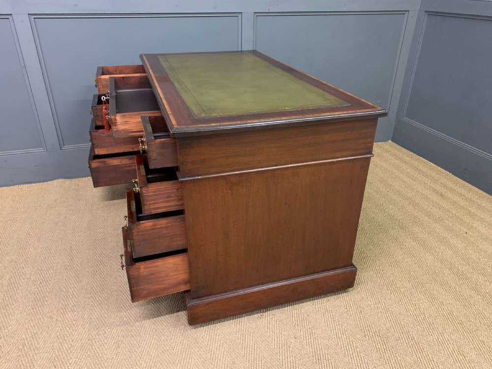 Inlaid Mahogany Pedestal Desk View XII