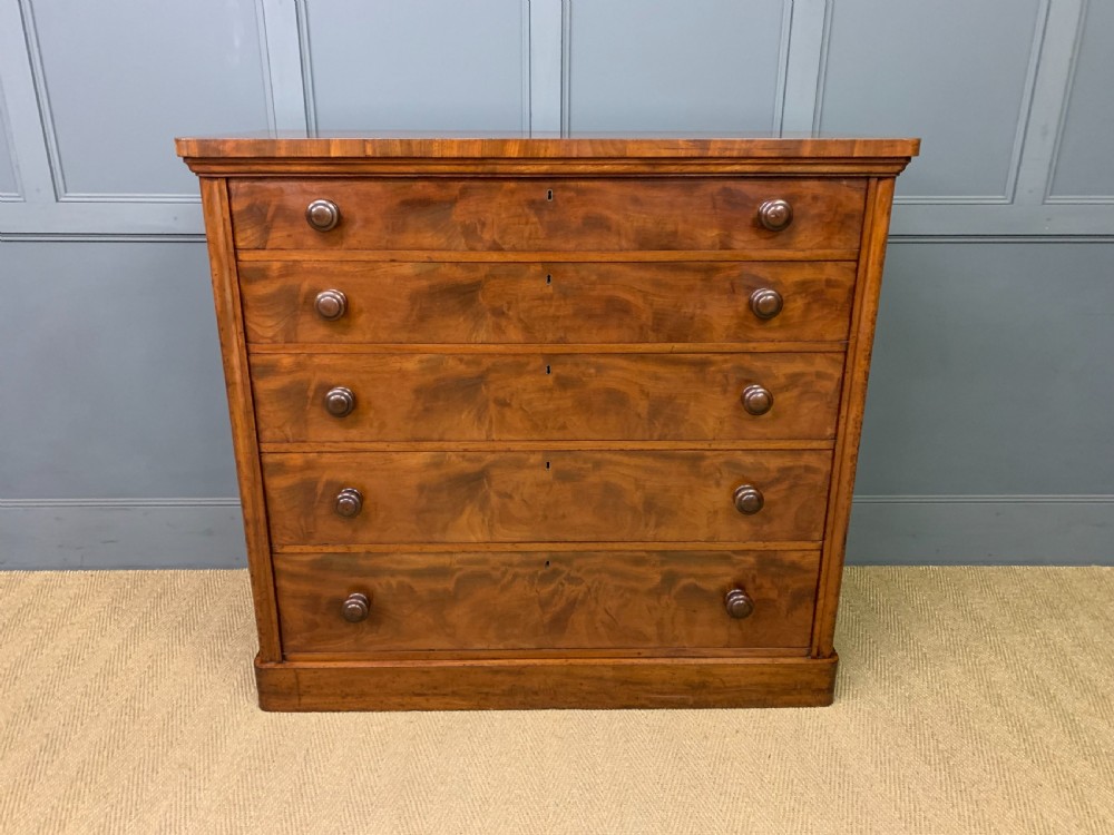 Victorian Figured Mahogany Chest of Drawers View II