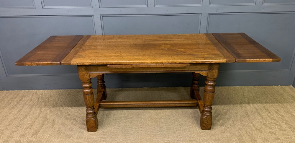 Ipswich Oak Refectory Draw Leaf Table View XII