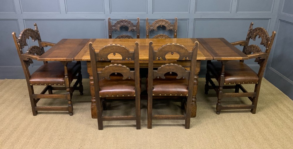Ipswich Oak Refectory Draw Leaf Table View XIV