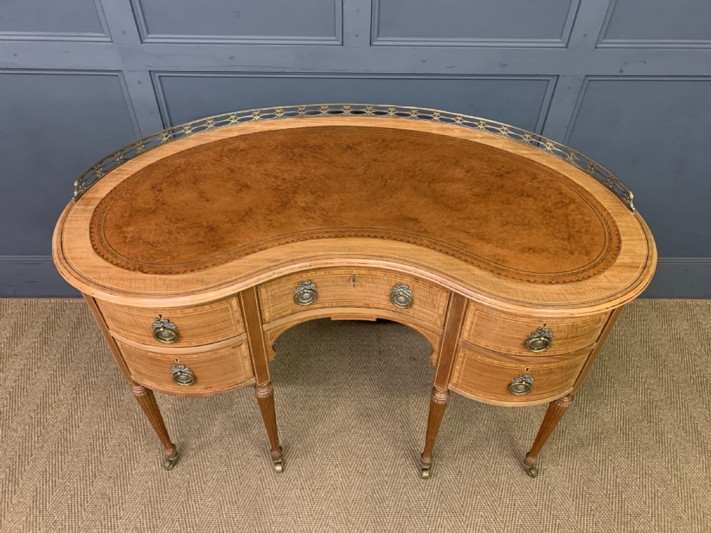 Edwardian Inlaid Mahogany Kidney Desk View II