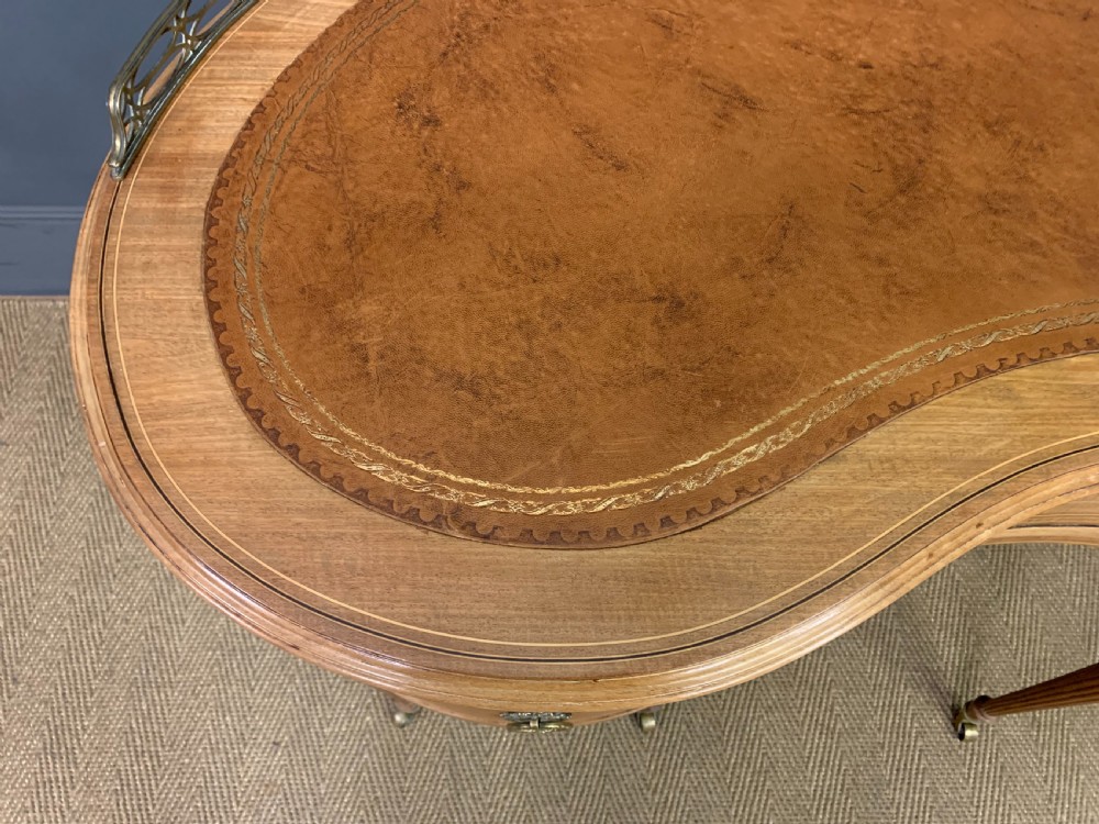 Edwardian Inlaid Mahogany Kidney Desk View IV