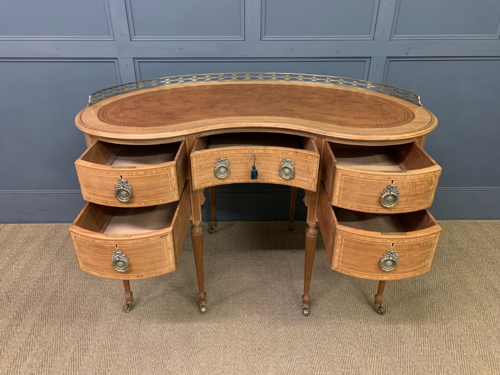 Edwardian Inlaid Mahogany Kidney Desk View IX
