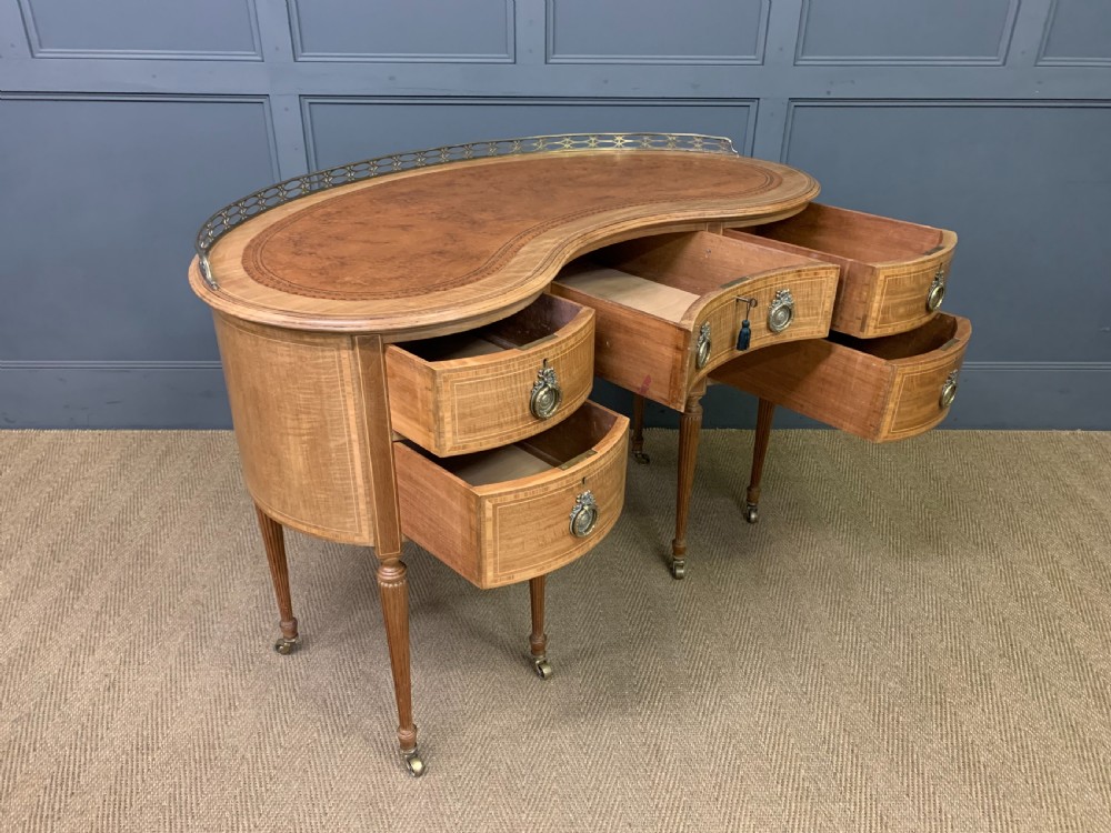 Edwardian Inlaid Mahogany Kidney Desk View XIII