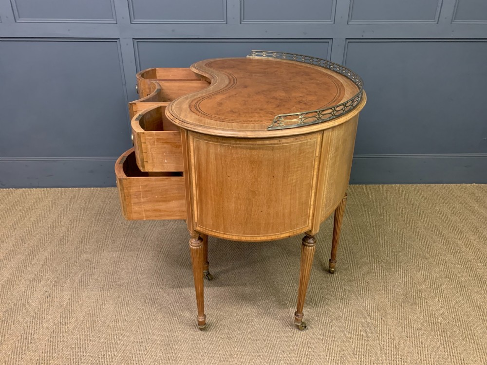 Edwardian Inlaid Mahogany Kidney Desk View XVI