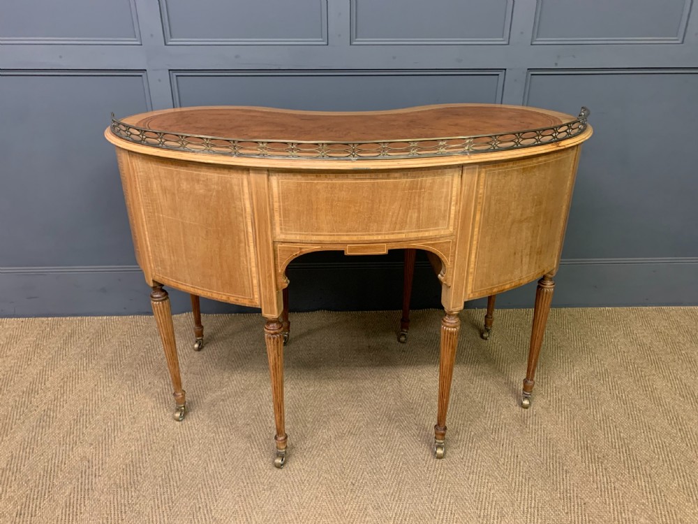 Edwardian Inlaid Mahogany Kidney Desk View XVII
