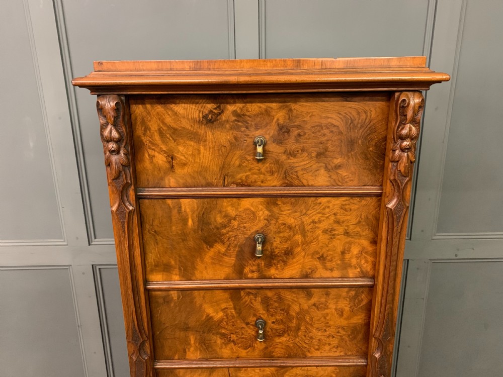 Victorian Burr Walnut Wellington Chest View II