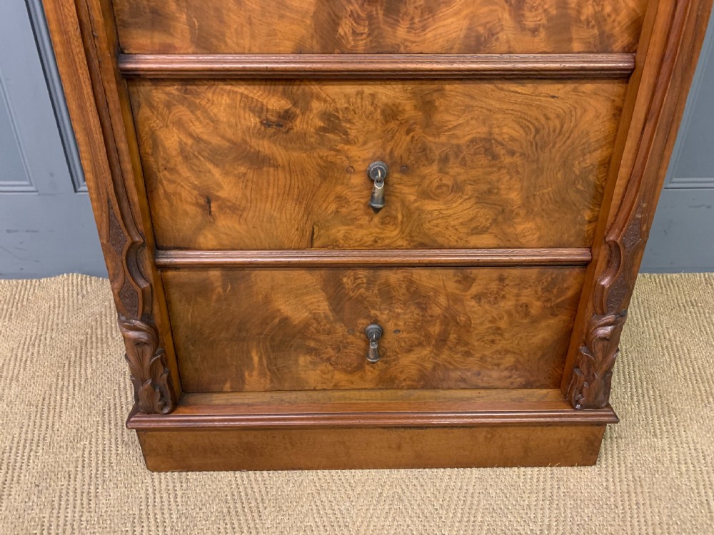 Victorian Burr Walnut Wellington Chest View V