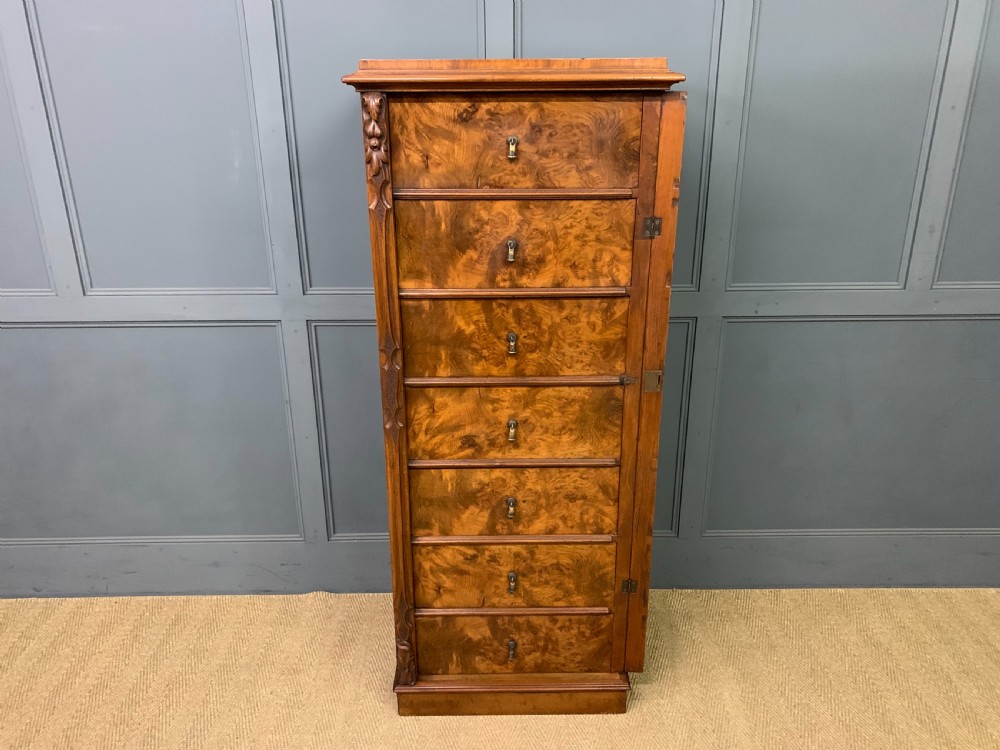 Victorian Burr Walnut Wellington Chest View VIII