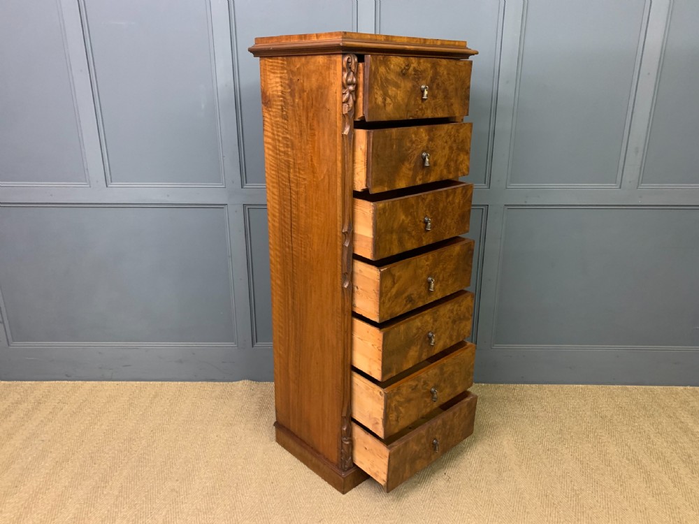 Victorian Burr Walnut Wellington Chest View XIV