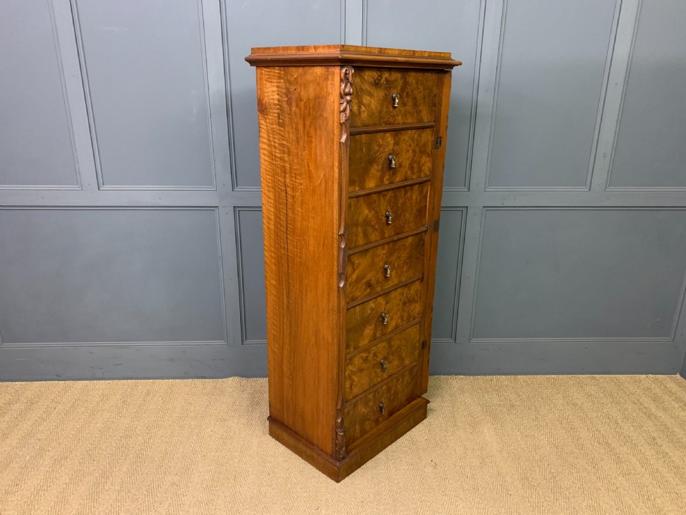 Victorian Burr Walnut Wellington Chest View XV