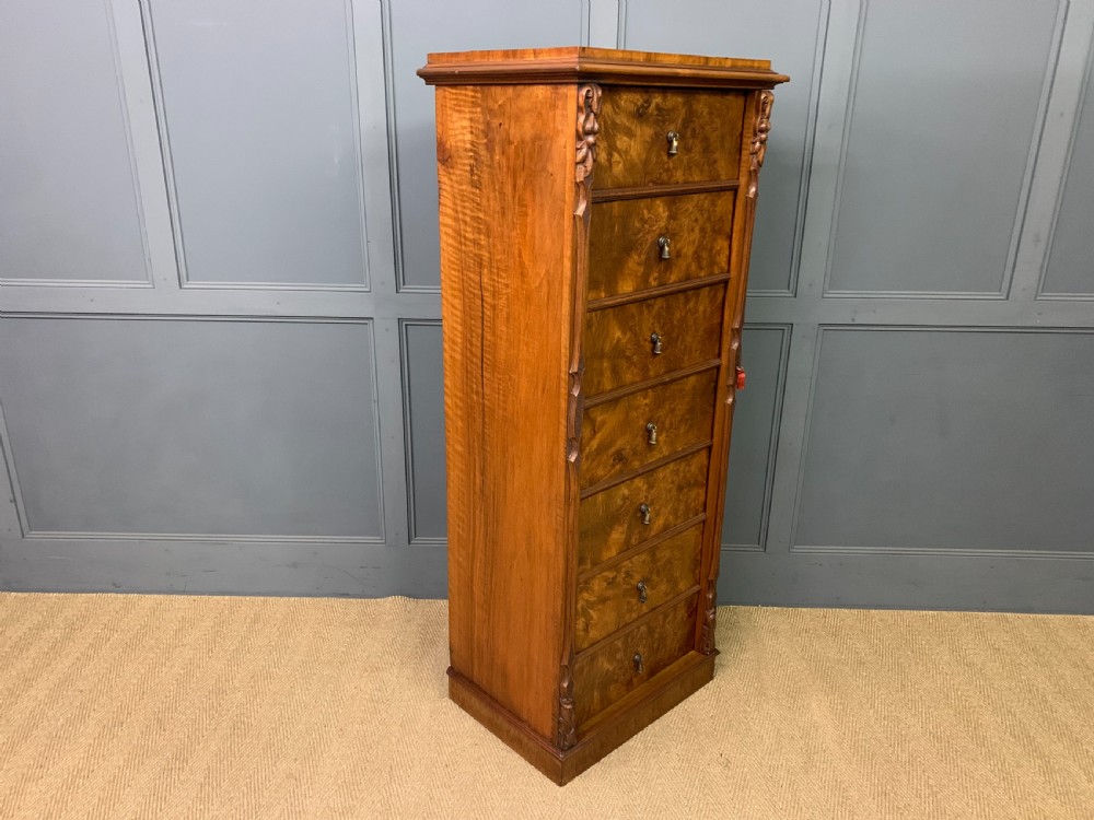 Victorian Burr Walnut Wellington Chest View XVIII