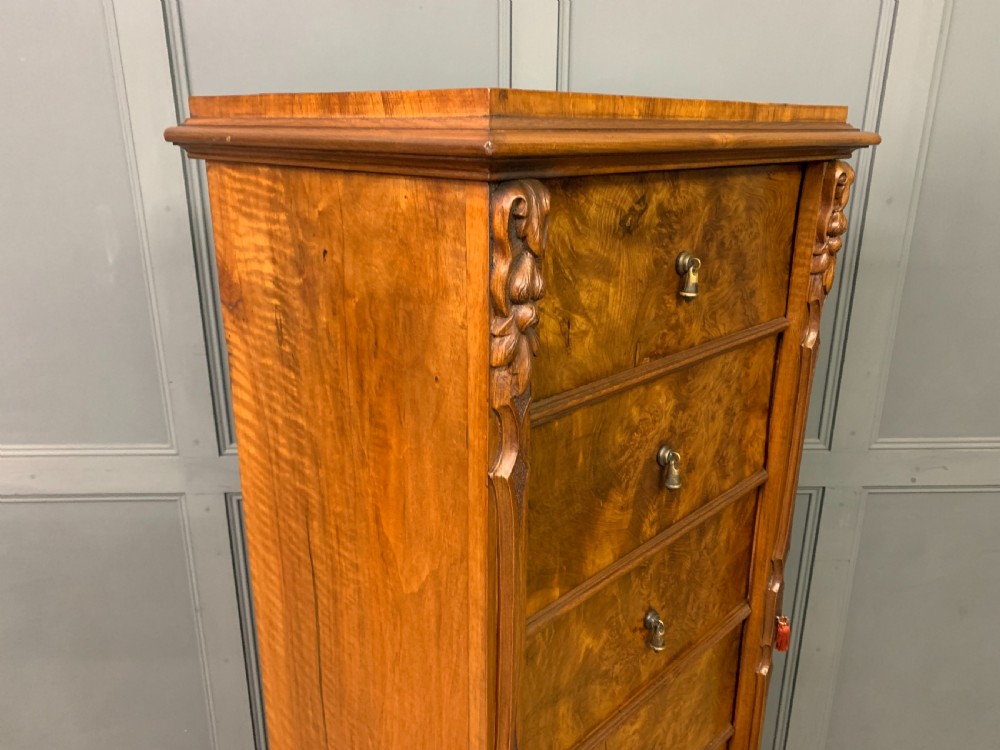 Victorian Burr Walnut Wellington Chest View XIX