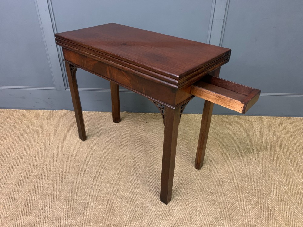 Georgian Mahogany Double Action Fold Over Games Table View XI