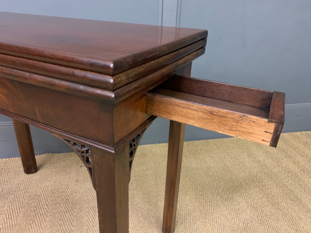 Georgian Mahogany Double Action Fold Over Games Table View XII