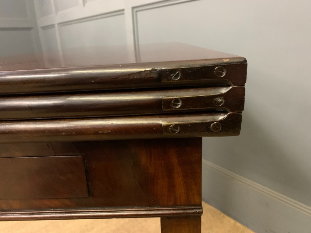 Georgian Mahogany Double Action Fold Over Games Table View XIII