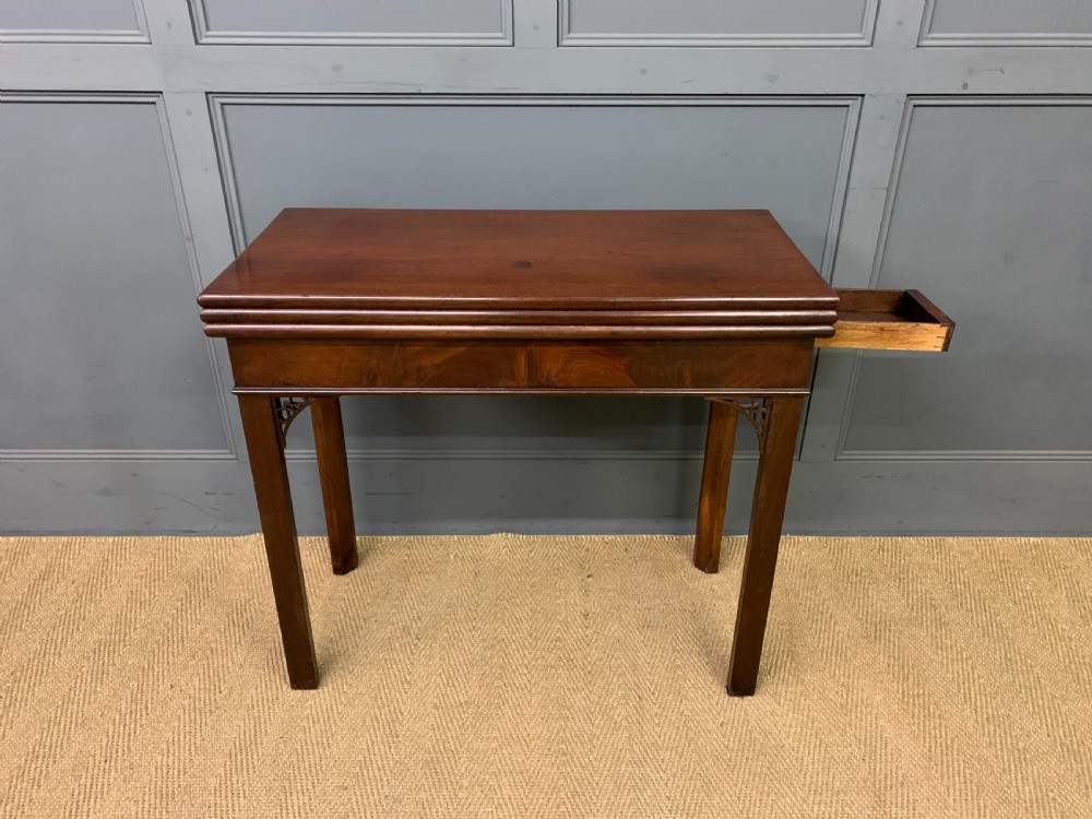 Georgian Mahogany Double Action Fold Over Games Table View XXII