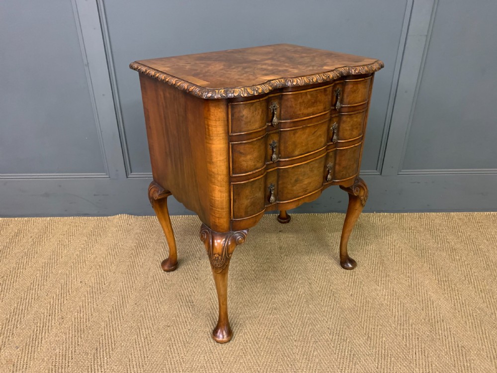 Queen Anne Style Burr Walnut Lowboy
