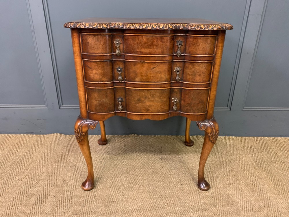 Queen Anne Style Burr Walnut Lowboy View III