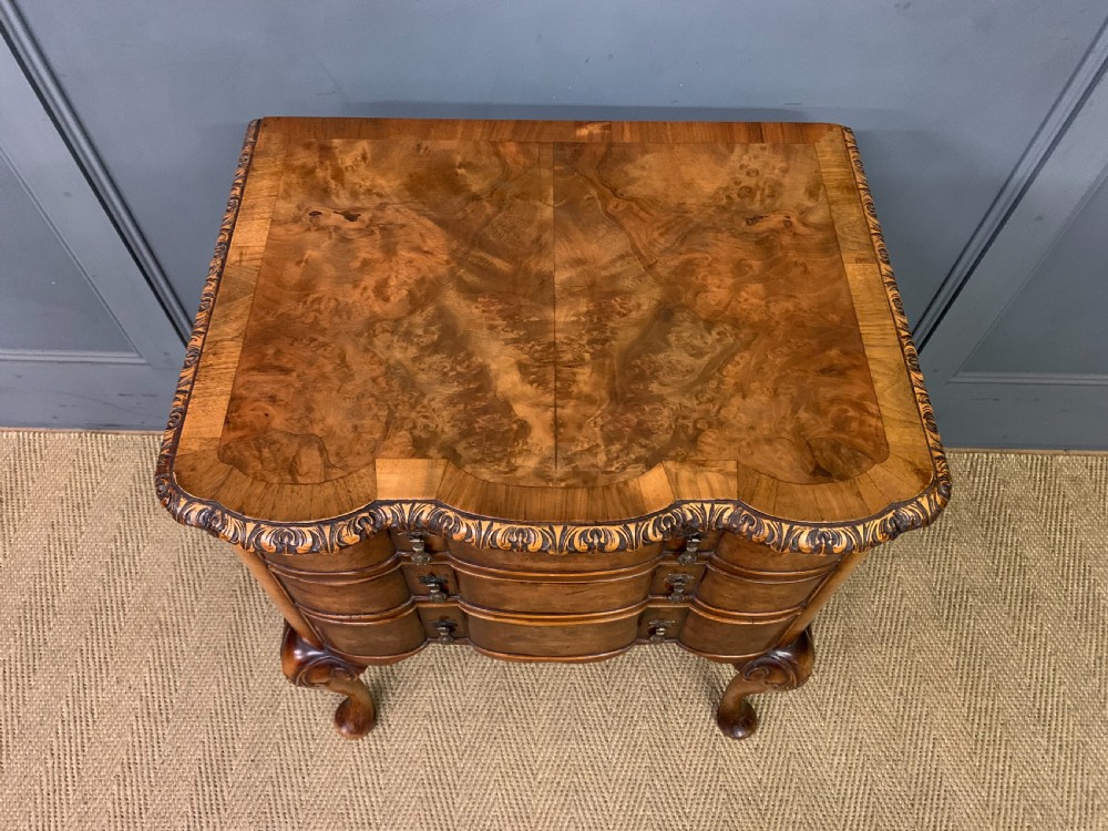 Queen Anne Style Burr Walnut Lowboy View IV