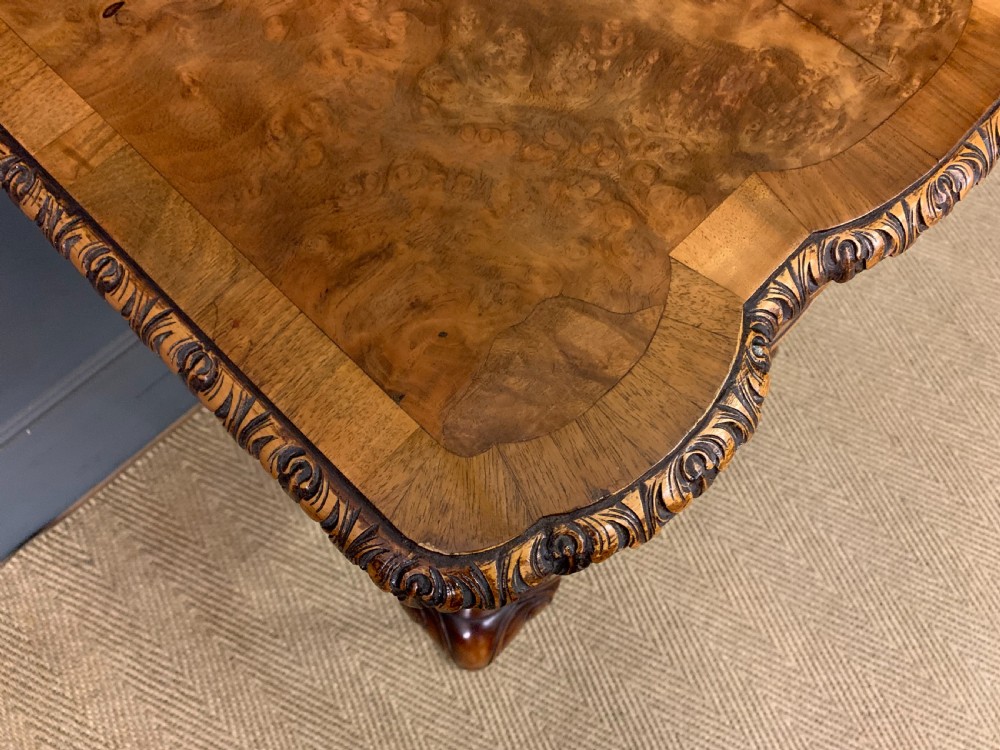 Queen Anne Style Burr Walnut Lowboy View V