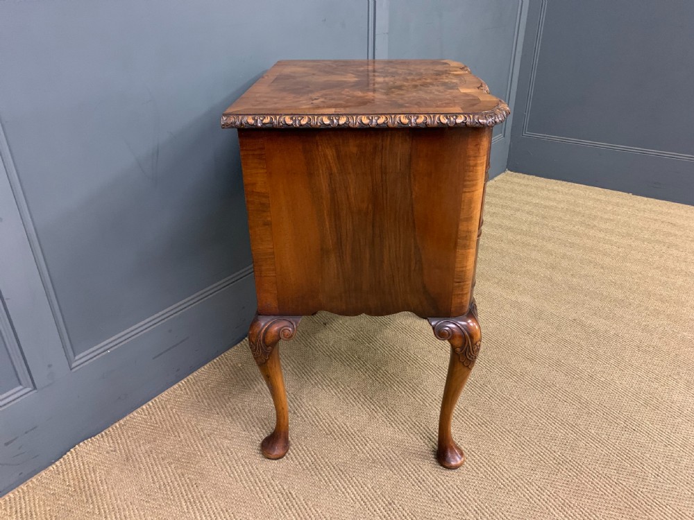 Queen Anne Style Burr Walnut Lowboy View VIII