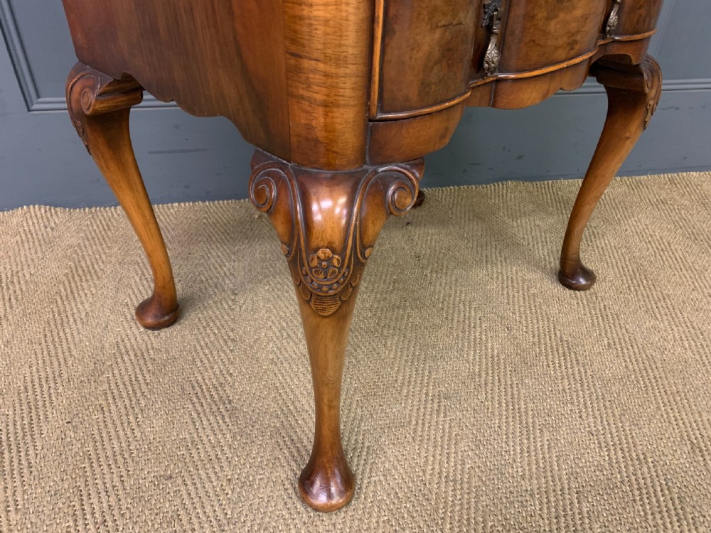 Queen Anne Style Burr Walnut Lowboy View IX