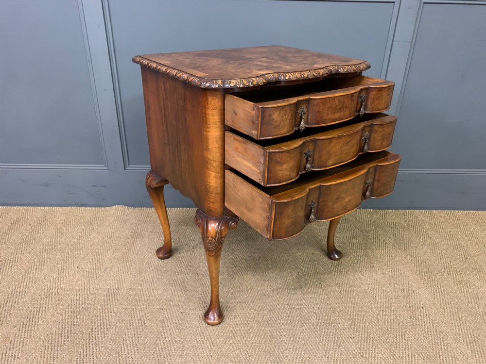 Queen Anne Style Burr Walnut Lowboy View X