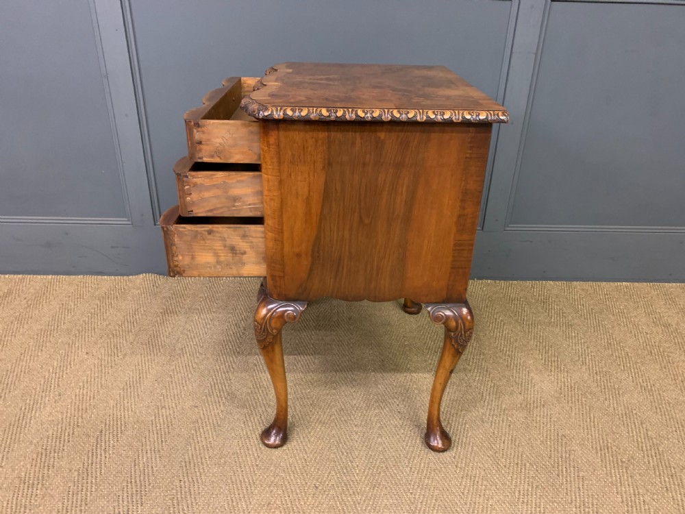 Queen Anne Style Burr Walnut Lowboy View XI