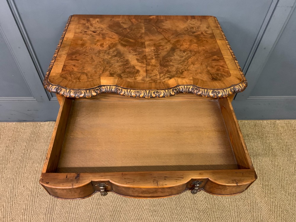 Queen Anne Style Burr Walnut Lowboy View XII