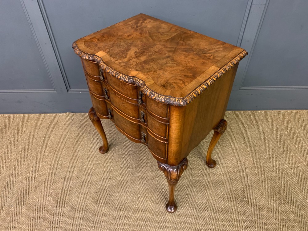 Queen Anne Style Burr Walnut Lowboy View XIII