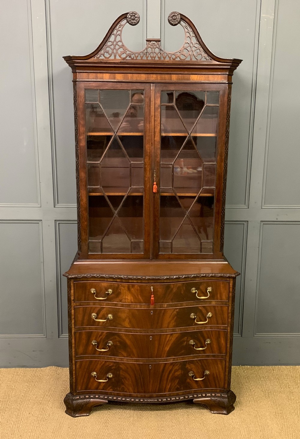 Chippendale Style Edwardian Mahogany Bookcase