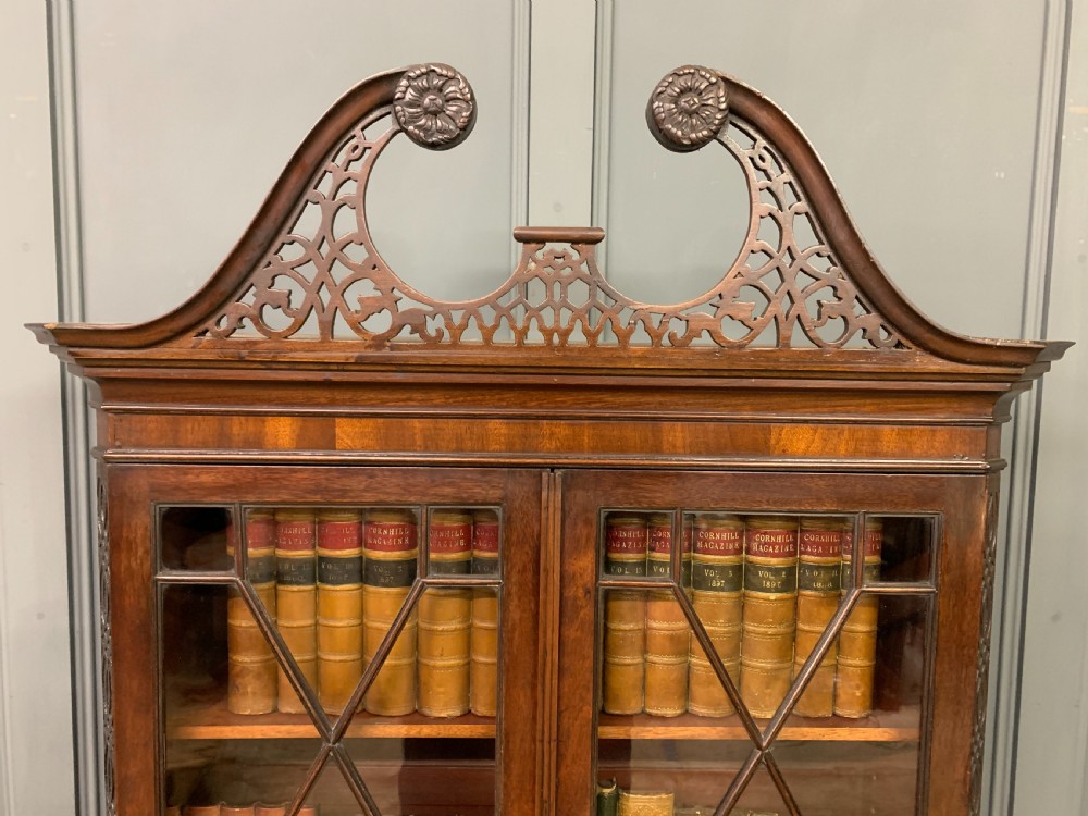 Chippendale Style Edwardian Mahogany Bookcase View XII