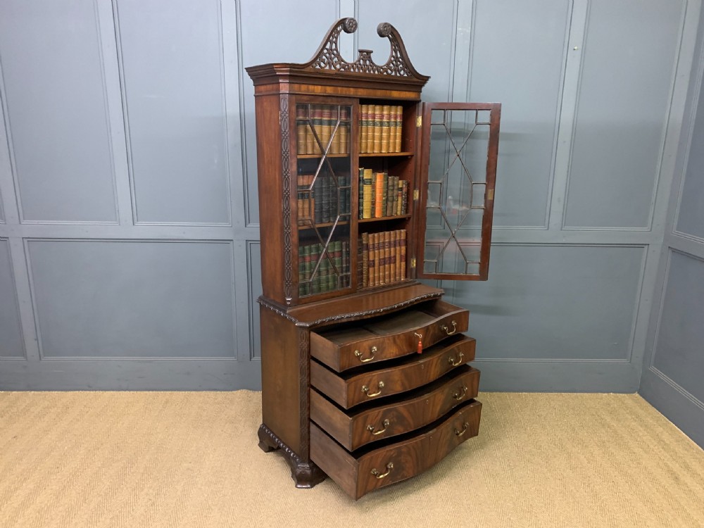 Chippendale Style Edwardian Mahogany Bookcase View XIX