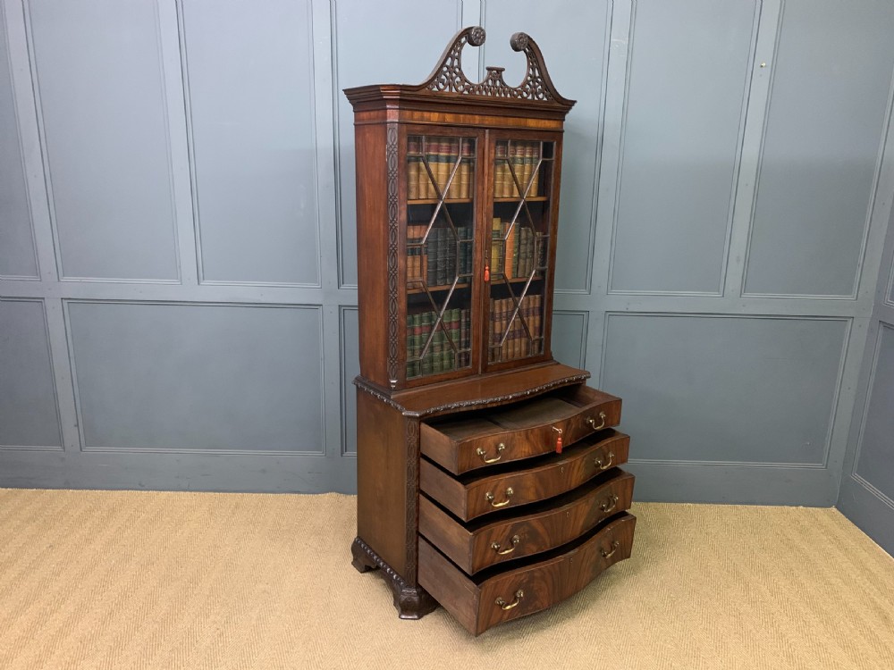 Chippendale Style Edwardian Mahogany Bookcase View XX