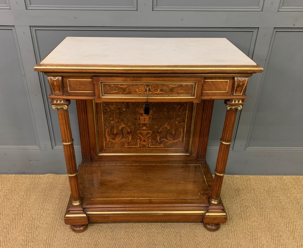 19th Century Walnut Marquetry Pier Table