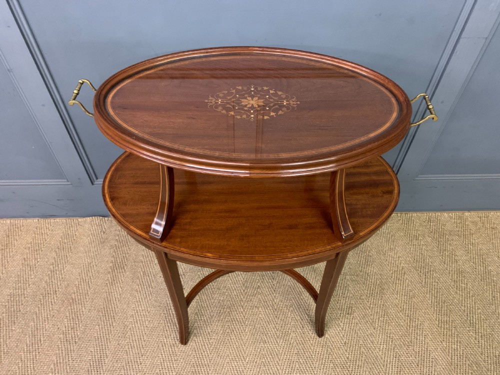 Edwardian Inlaid Mahogany Tray Top Table