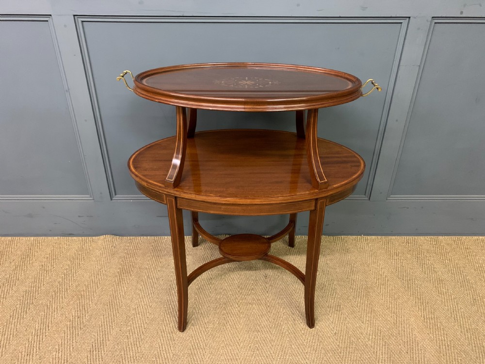 Edwardian Inlaid Mahogany Tray Top Table View II