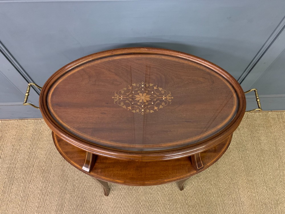 Edwardian Inlaid Mahogany Tray Top Table View IV
