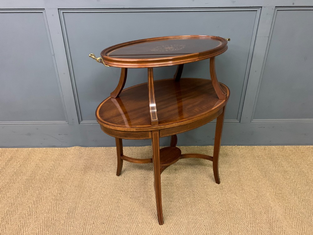 Edwardian Inlaid Mahogany Tray Top Table View VI