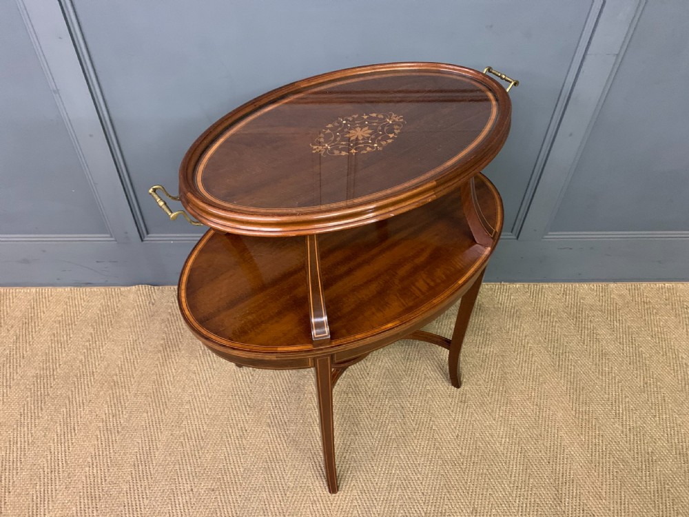 Edwardian Inlaid Mahogany Tray Top Table View VIII