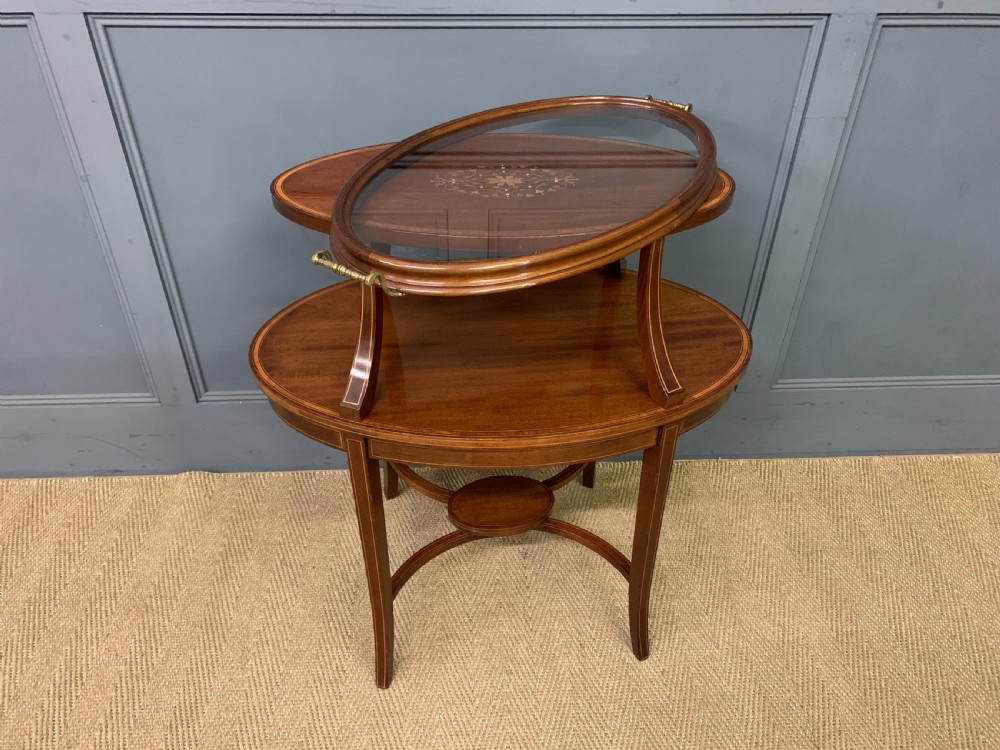 Edwardian Inlaid Mahogany Tray Top Table View XI