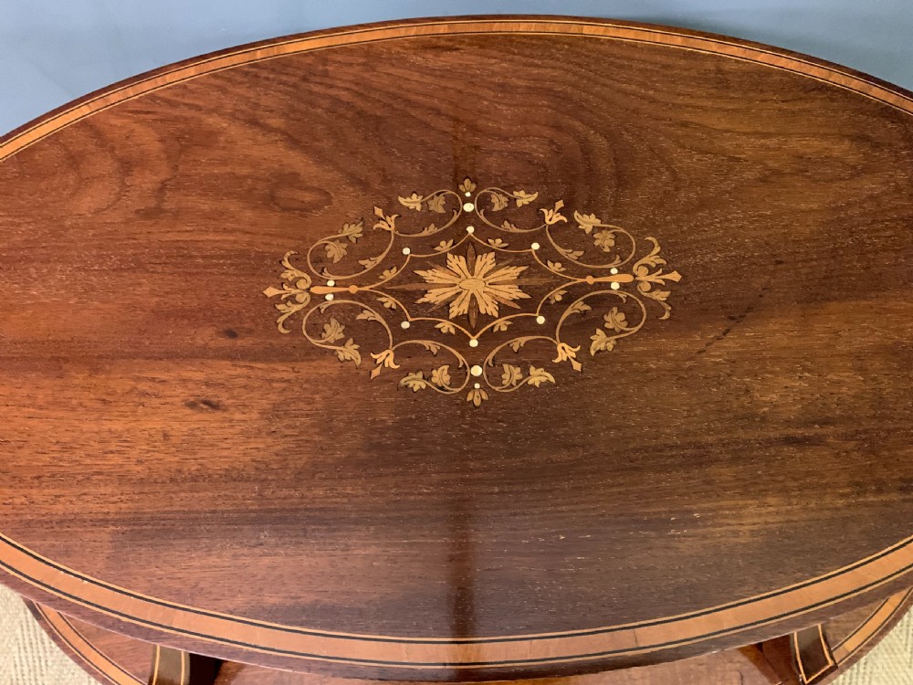 Edwardian Inlaid Mahogany Tray Top Table View XIII