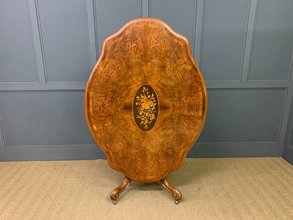 Victorian Marquetry Inlaid Burr Walnut Loo Table View X