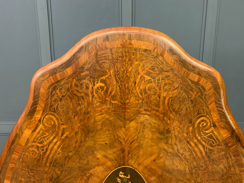 Victorian Marquetry Inlaid Burr Walnut Loo Table View XI