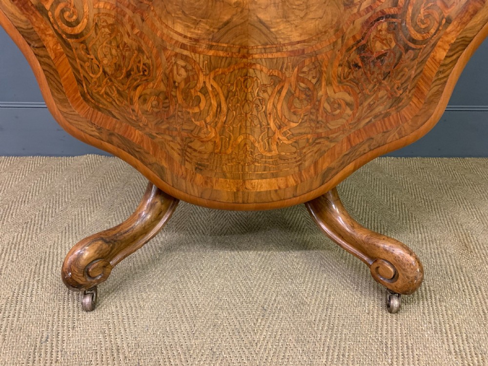 Victorian Marquetry Inlaid Burr Walnut Loo Table View XIII