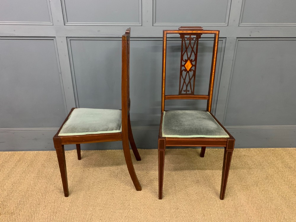 Edwardian Set of 4 Inlaid Mahogany Chairs View IV