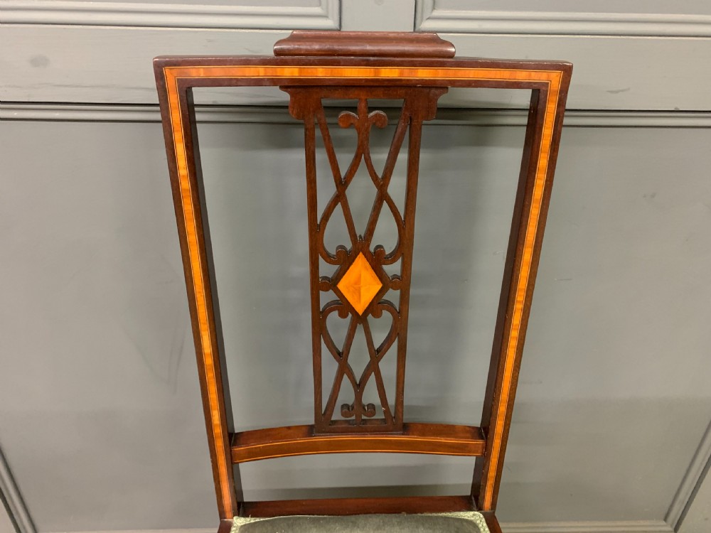 Edwardian Set of 4 Inlaid Mahogany Chairs View VII